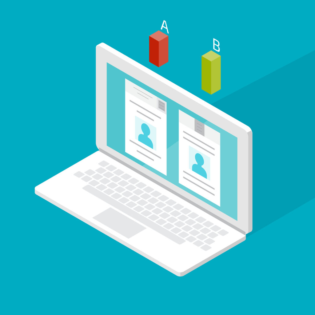 Split testing concept. A-B comparison.
