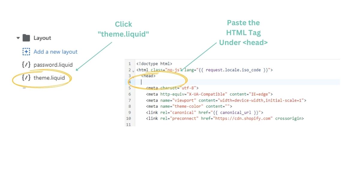 Shopify - Google Search Console - Past HTML Tag