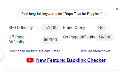 Search image of long-tail keywords example