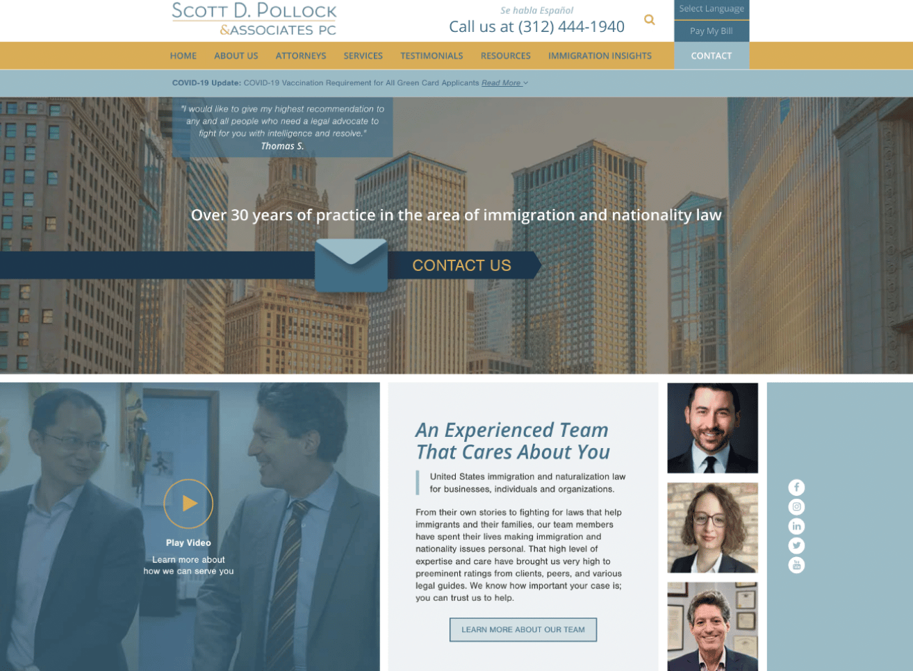 Image of Scott D. Pollock and Associates, P.C.'s modern website after working with Metric