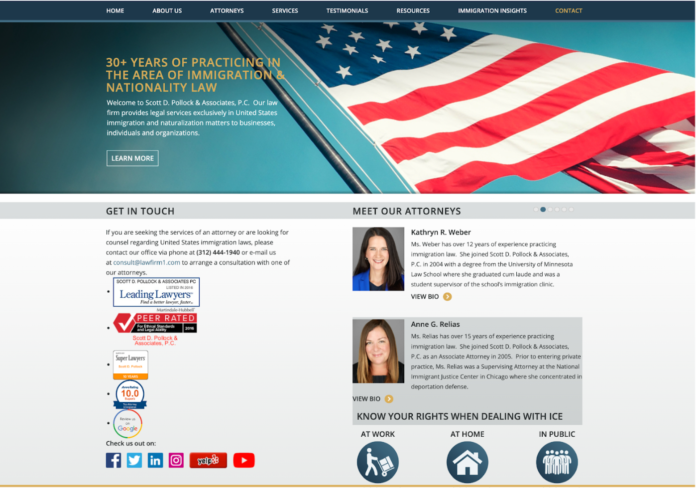 Image of Scott D. Pollock and Associates, P.C.'s outdated website before working with Metric