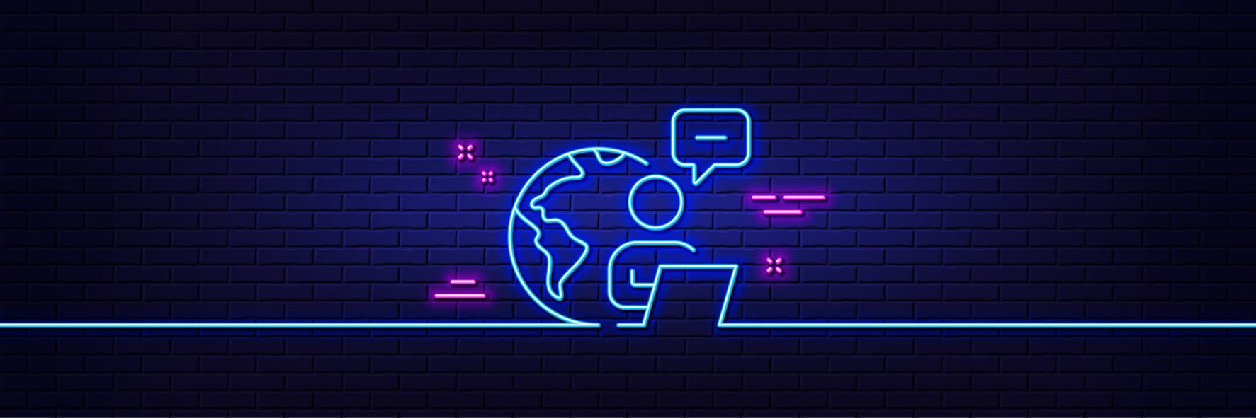 work line icon with neon light effect