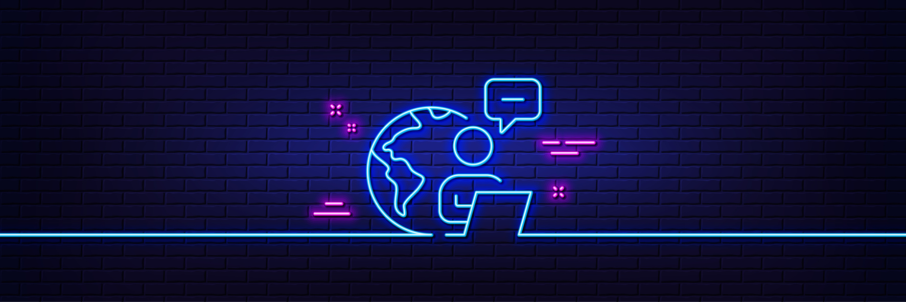 work line icon with neon light effect