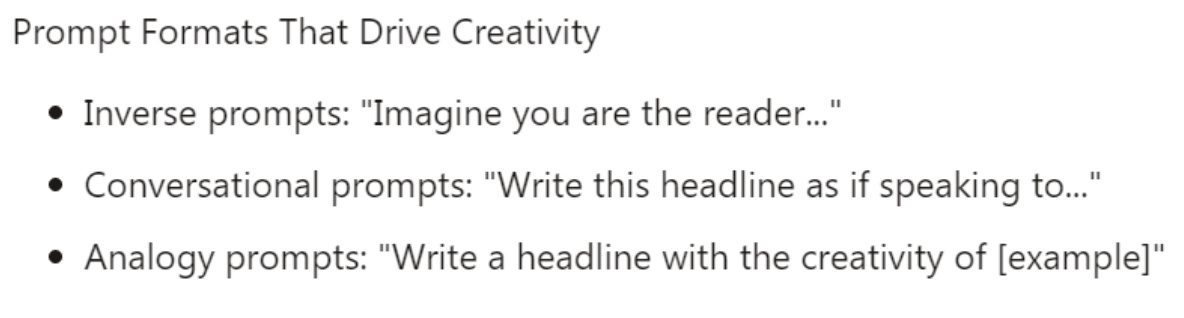 AI prompt format ideas that drive creativity