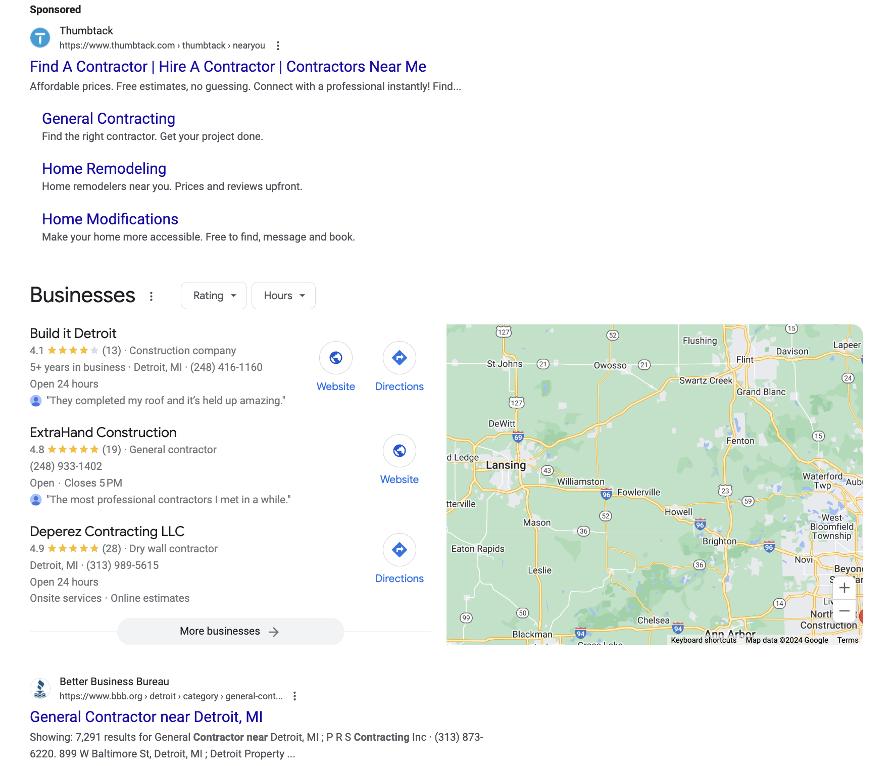 screenshot of a google SERP